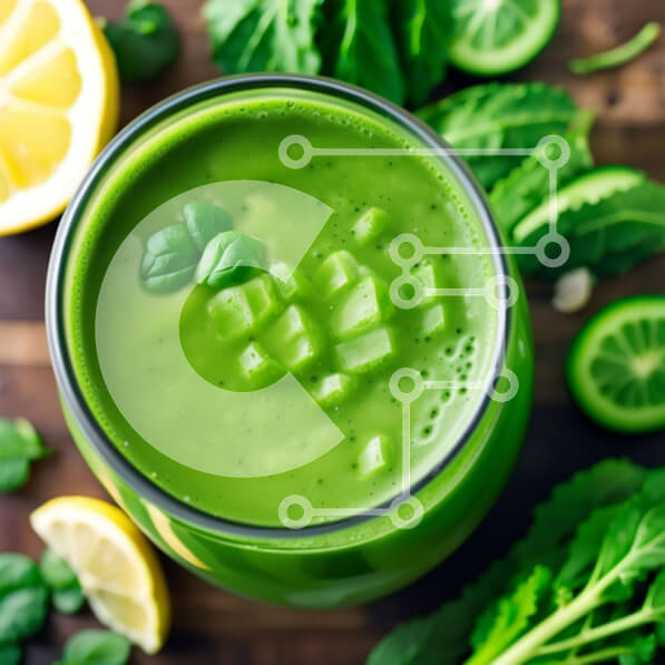 Σετ των 2 Intra Συλλεκτικό Ξύλινο Παζλ Plywood  4mm - Δροσιστικό πράσινο Smoothie με λαχανό και λεμόνι Σε Ξύλινο Κουτί - Διαστάσεις: 10x10 cm – 25 κομμάτια