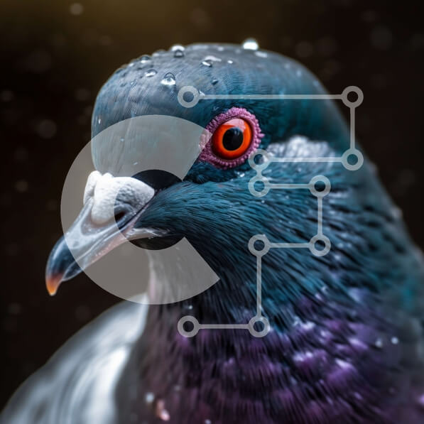 Intra Συλλεκτικό Ξύλινο Παζλ Plywood  4mm - Εκπληκτικό κοντινό πλάνο του κεφαλιού του περιστεριού με σταγονίδια νερού Σε Ξύλινο Κουτί - Διαστάσεις: 10x10 cm – 25 κομμάτια