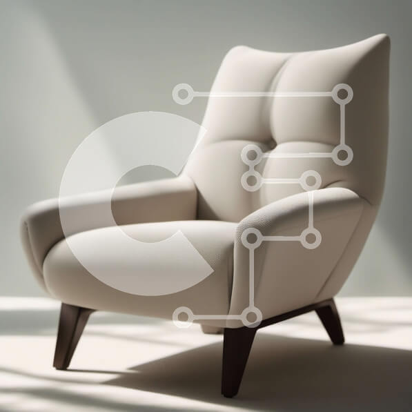 Intra Συλλεκτικό Ξύλινο Παζλ Plywood  4mm - Λευκή δερμάτινη πολυθρόνα με ξύλινο σκελετό και πόδια Σε Ξύλινο Κουτί - Διαστάσεις Puzzle: 10x10 cm – 25 κομμάτια