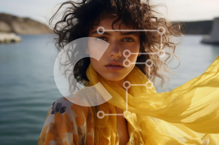 Intra Συλλεκτικό Ξύλινο Παζλ Plywood  4mm - Όμορφη εικόνα μιας γυναίκας στην άκρη του νερού με γραφική θέα στο βουνό Σε Ξύλινο Κουτί - Διαστάσεις: 10x10 cm – 25 κομμάτια