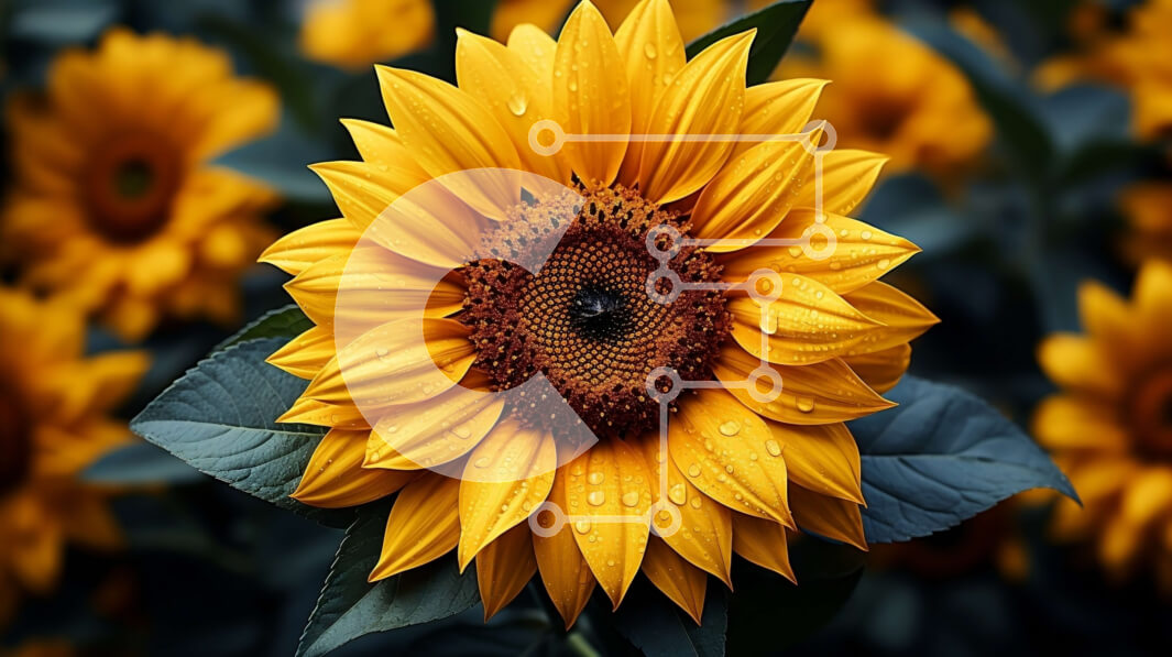 Intra Συλλεκτικό Ξύλινο Παζλ Plywood  4mm - Όμορφη κοντινή εικόνα ενός ηλίανθου με σταγονίδια νερού Σε Ξύλινο Κουτί - Διαστάσεις: 10x10 cm – 25 κομμάτια