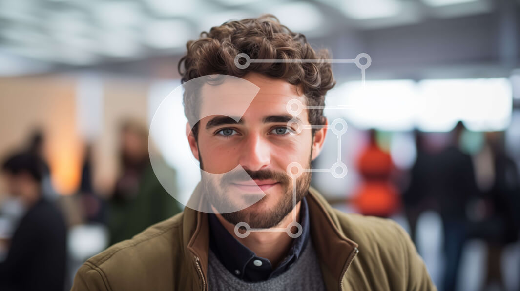 Intra Συλλεκτικό Ξύλινο Παζλ Plywood  4mm - Χαμογελαστός άνδρας με μακριά μαλλιά και γένια σε εσωτερικό περιβάλλον Σε Ξύλινο Κουτί - Διαστάσεις Puzzle: 10x10 cm – 25 κομμάτια