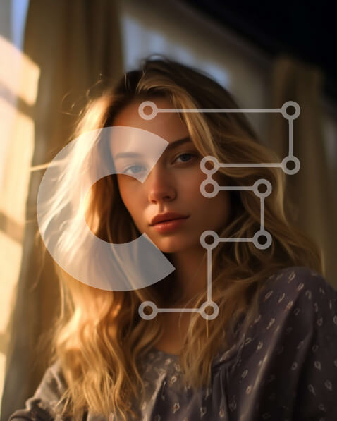 Intra Συλλεκτικό Ξύλινο Παζλ Plywood  4mm - Ονειρική εικόνα μιας ξανθιάς γυναίκας που κοιτάζει έξω από ένα παράθυρο στο ηλιοβασίλεμα Σε Ξύλινο Κουτί - Διαστάσεις Puzzle: 10x10 cm – 25 κομμάτια