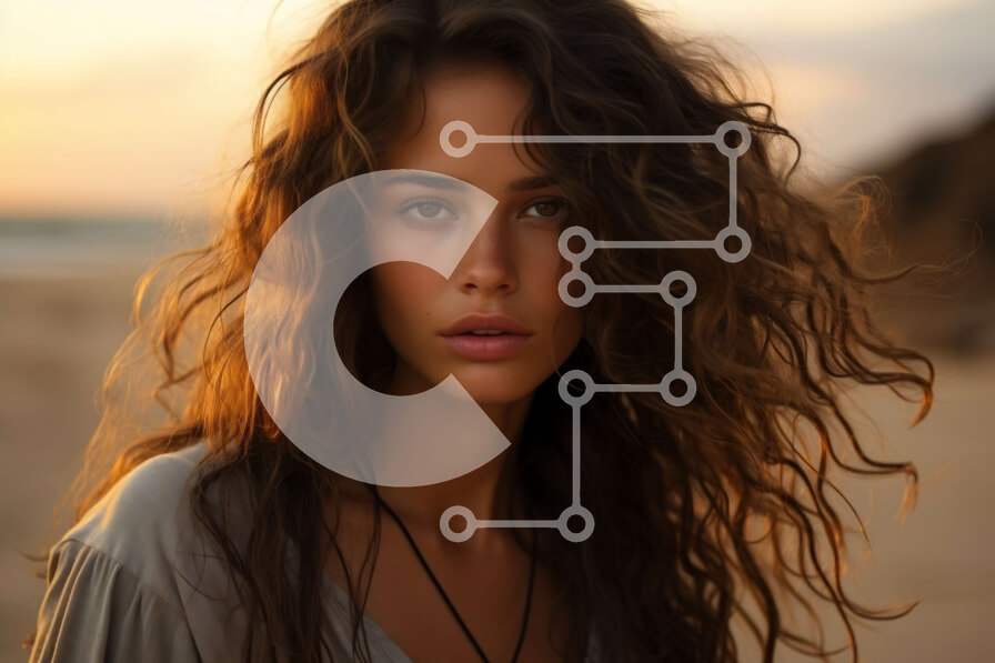 Intra Συλλεκτικό Ξύλινο Παζλ Plywood  4mm - Εκπληκτικό ηλιοβασίλεμα πορτρέτο μιας γυναίκας στην παραλία Σε Ξύλινο Κουτί - Διαστάσεις Puzzle: 10x10 cm – 25 κομμάτια