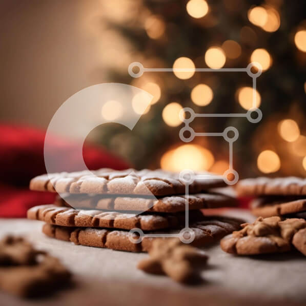 Intra Συλλεκτικό Ξύλινο Παζλ Plywood  4mm - Στοίβα μπισκότα μελόψωμο με χριστουγεννιάτικο δέντρο Σε Ξύλινο Κουτί - Διαστάσεις: 10x10 cm – 25 κομμάτια