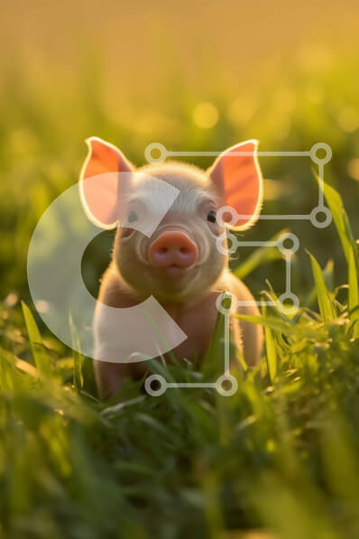 Σετ των 2 Intra Συλλεκτικό Ξύλινο Παζλ Plywood  4mm - Χαριτωμένη εικόνα ενός περίεργου γουρουνιού σε ένα χωράφι με πράσινο γρασίδι Σε Ξύλινο Κουτί - Διαστάσεις: 10x10 cm – 25 κομμάτια