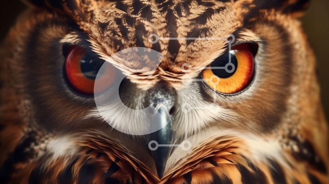 Σετ των 2 Intra Συλλεκτικό Ξύλινο Παζλ Plywood  4mm - Όμορφη εικόνα μιας κουκουβάγιας με πορτοκαλί μάτια και καφέ φτερά Σε Ξύλινο Κουτί - Διαστάσεις: 10x10 cm – 25 κομμάτια