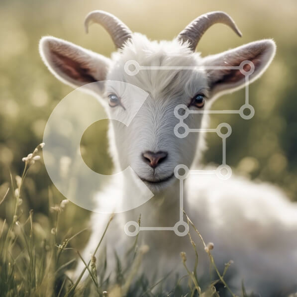 Intra Συλλεκτικό Ξύλινο Παζλ Plywood  4mm - Λευκή κατσίκα σε ένα χωράφι με πράσινο γρασίδι Σε Ξύλινο Κουτί - Διαστάσεις: 10x10 cm – 25 κομμάτια