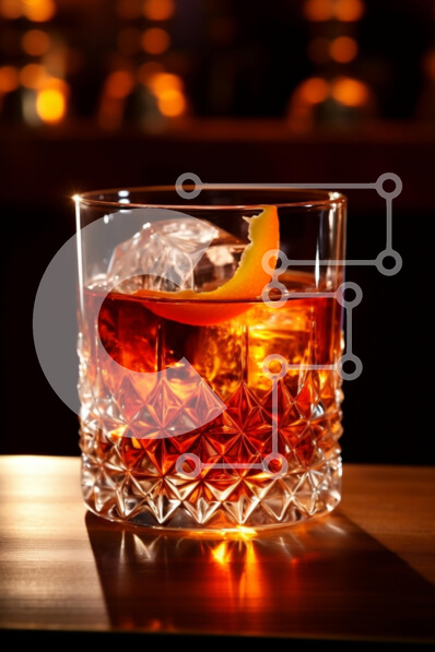 Σετ των 2 Intra Συλλεκτικό Ξύλινο Παζλ Plywood  4mm - Παλιομοδίτικο κοκτέιλ με πάγο και πορτοκαλί σφήνα Σε Ξύλινο Κουτί - Διαστάσεις: 10x10 cm – 25 κομμάτια