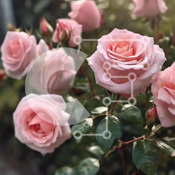 Intra Συλλεκτικό Ξύλινο Παζλ Plywood  4mm - Ανθισμένα ροζ τριαντάφυλλα στο φως του ήλιου Σε Ξύλινο Κουτί - Διαστάσεις: 10x10 cm – 25 κομμάτια