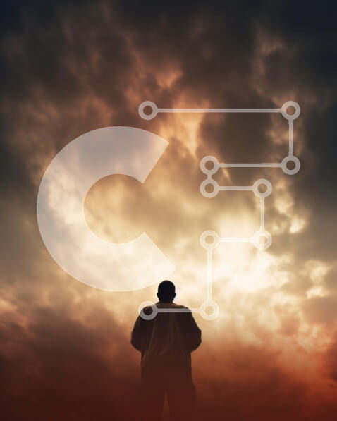 Intra Συλλεκτικό Ξύλινο Παζλ Plywood  4mm - Άτομο που κοιτάζει τον συννεφιασμένο ουρανό Σε Ξύλινο Κουτί - Διαστάσεις Puzzle: 10x10 cm – 25 κομμάτια