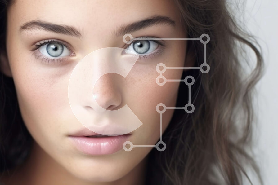 Intra Συλλεκτικό Ξύλινο Παζλ Plywood  4mm - Εκπληκτικό πορτρέτο μιας νεαρής γυναίκας με μακριά καστανά μαλλιά και μπλε μάτια Σε Ξύλινο Κουτί - Διαστάσεις Puzzle: 10x10 cm – 25 κομμάτια