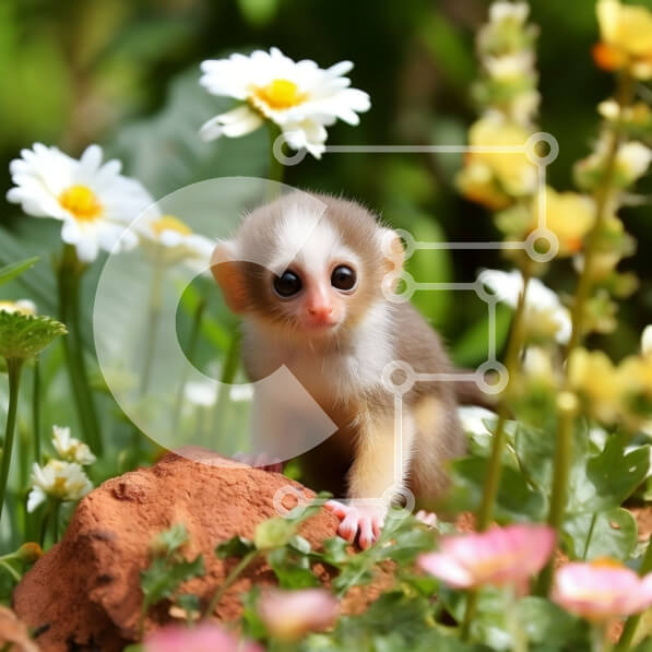 Intra Συλλεκτικό Ξύλινο Παζλ Plywood  4mm - Χαριτωμένη εικόνα ενός μωρού Λεμούριου σε έναν κήπο Σε Ξύλινο Κουτί - Διαστάσεις: 10x10 cm – 25 κομμάτια