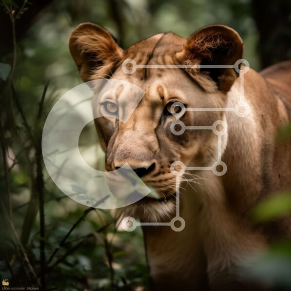 Intra Συλλεκτικό Ξύλινο Παζλ Plywood  4mm - Ισχυρή και μεγαλειώδης λέαινα στη ζούγκλα Σε Ξύλινο Κουτί - Διαστάσεις: 10x10 cm – 25 κομμάτια