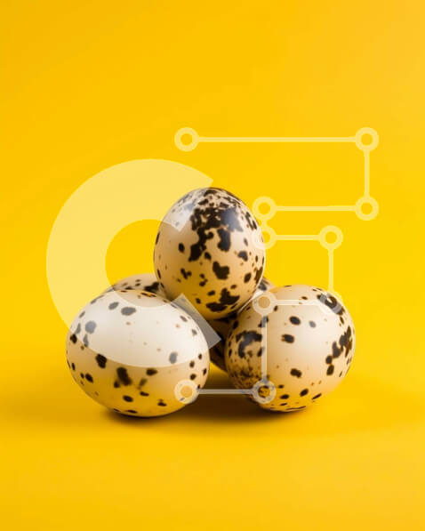 Intra Συλλεκτικό Ξύλινο Παζλ Plywood  4mm - Επισημασμένα αυγά ορτυκιού σε κίτρινο φόντο Σε Ξύλινο Κουτί - Διαστάσεις: 10x10 cm – 25 κομμάτια