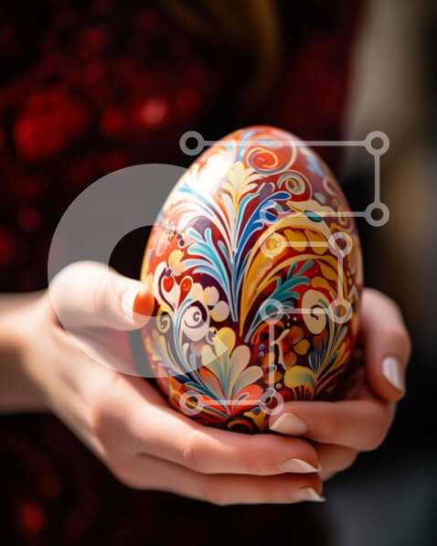 Intra Συλλεκτικό Ξύλινο Παζλ Plywood  4mm - Γυναίκα που κρατά περίτεχνα διακοσμημένο πασχαλινό αυγό Σε Ξύλινο Κουτί - Διαστάσεις: 10x10 cm – 25 κομμάτια