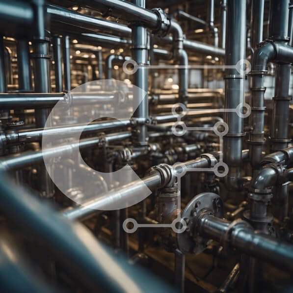 Intra Συλλεκτικό Ξύλινο Παζλ Plywood  4mm - Βιομηχανικοί μεταλλικοί σωλήνες και εξαρτήματα Σε Ξύλινο Κουτί - Διαστάσεις Puzzle: 10x10 cm – 25 κομμάτια