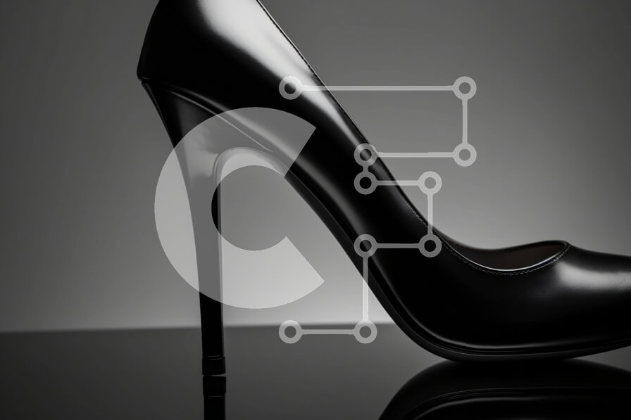 Intra Συλλεκτικό Ξύλινο Παζλ Plywood  4mm - Μαύρο ψηλοτάκουνο παπούτσι σε αδιαφανή επιφάνεια Σε Ξύλινο Κουτί - Διαστάσεις Puzzle: 10x10 cm – 25 κομμάτια