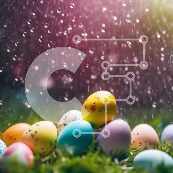 Intra Συλλεκτικό Ξύλινο Παζλ Plywood  4mm - Πολύχρωμα Πασχαλινά αυγά στη βροχή Σε Ξύλινο Κουτί - Διαστάσεις: 10x10 cm – 25 κομμάτια