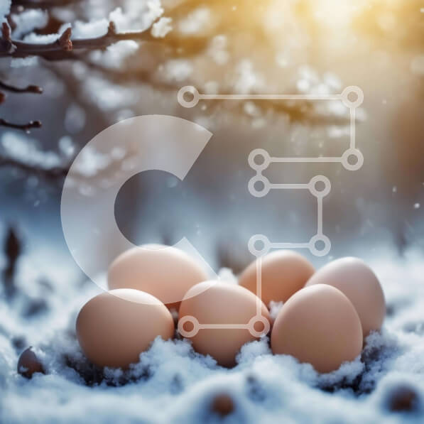 Intra Συλλεκτικό Ξύλινο Παζλ Plywood  4mm - Καφετιά αυγά στο χιόνι με τα κλαδιά και τα δέντρα Σε Ξύλινο Κουτί - Διαστάσεις: 10x10 cm – 25 κομμάτια