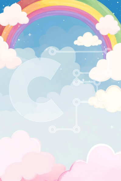 Intra Συλλεκτικό Ξύλινο Παζλ Plywood  4mm - Πολύχρωμο καρτούν φόντο με σύννεφα και ουράνια τόξα Σε Ξύλινο Κουτί - Διαστάσεις Puzzle: 10x10 cm – 25 κομμάτια