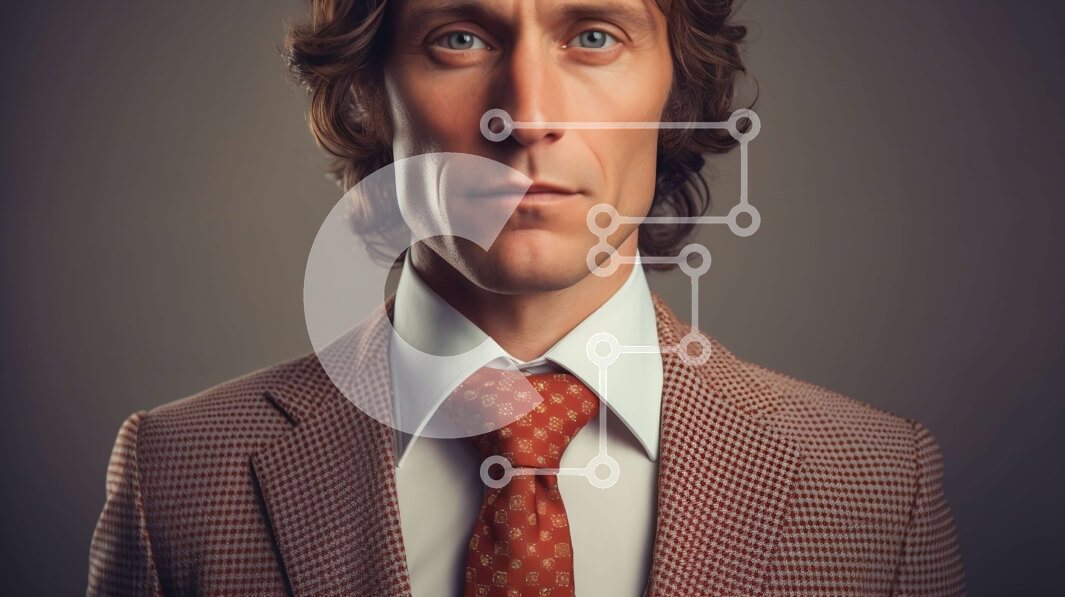 Intra Συλλεκτικό Ξύλινο Παζλ Plywood  4mm - Μυστηριώδες πορτρέτο ενός σοβαρού άνδρα με κοστούμι και γραβάτα Σε Ξύλινο Κουτί - Διαστάσεις Puzzle: 10x10 cm – 25 κομμάτια