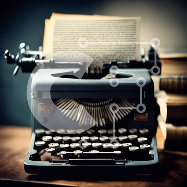 Intra Συλλεκτικό Ξύλινο Παζλ Plywood  4mm - Vintage γραφομηχανή και βιβλία Σε Ξύλινο Κουτί - Διαστάσεις: 10x10 cm – 25 κομμάτια