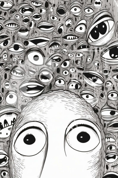 Intra Συλλεκτικό Ξύλινο Παζλ Plywood  4mm - Έργο τέχνης Άνθρωπος με πολλά μάτια Σε Ξύλινο Κουτί - Διαστάσεις Puzzle: 10x10 cm – 25 κομμάτια