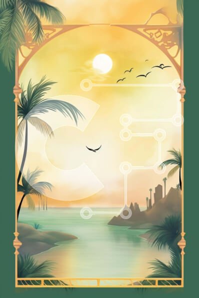 Σετ των 2 Intra Συλλεκτικό Ξύλινο Παζλ Plywood  4mm - Τροπικό τοπίο με φοίνικες και περίτεχνο πλαίσιο Σε Ξύλινο Κουτί - Διαστάσεις: 10x10 cm – 25 κομμάτια