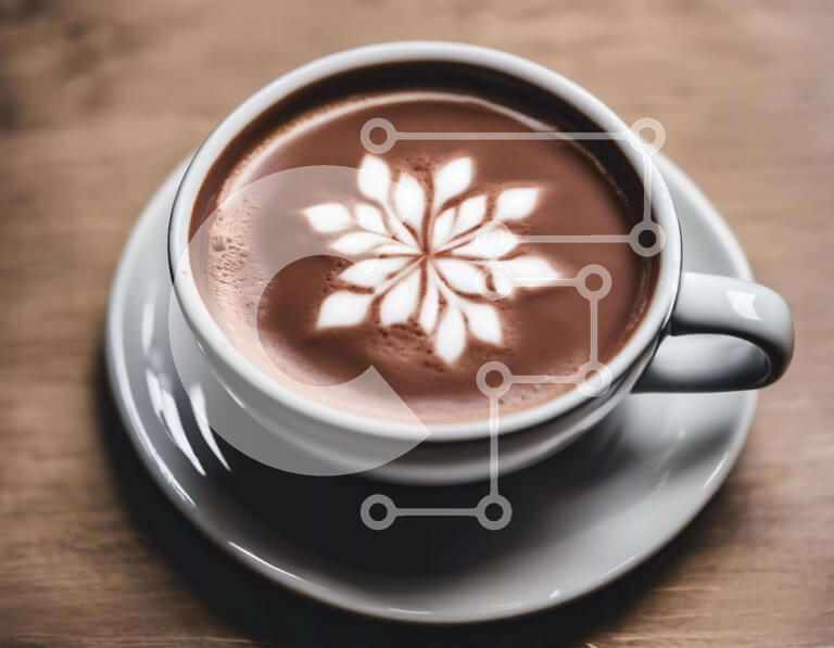 Σετ των 2 Intra Συλλεκτικό Ξύλινο Παζλ Plywood  4mm - Ζεστό κακάο με σχέδιο νιφάδας χιονιού στο πιατάκι Σε Ξύλινο Κουτί - Διαστάσεις: 10x10 cm – 25 κομμάτια