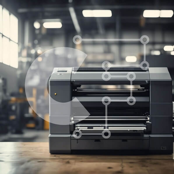 Intra Συλλεκτικό Ξύλινο Παζλ Plywood  4mm - Βιομηχανικός εκτυπωτής σε ξύλινο τραπέζι Σε Ξύλινο Κουτί - Διαστάσεις Puzzle: 10x10 cm – 25 κομμάτια