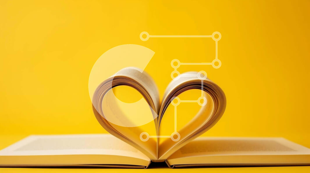 Intra Συλλεκτικό Ξύλινο Παζλ Plywood  4mm - Ανοιχτό βιβλίο σε σχήμα καρδιάς σε κίτρινο φόντο Σε Ξύλινο Κουτί - Διαστάσεις Puzzle: 10x10 cm – 25 κομμάτια