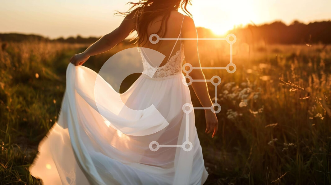 Intra Συλλεκτικό Ξύλινο Παζλ Plywood  4mm - Γυναίκα που περπατά στο ανοιχτό πεδίο στο ηλιοβασίλεμα Σε Ξύλινο Κουτί - Διαστάσεις: 10x10 cm – 25 κομμάτια