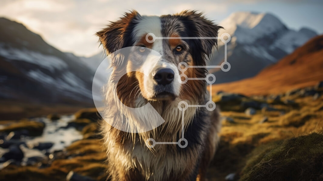 Σετ των 2 Intra Συλλεκτικό Ξύλινο Παζλ Plywood  4mm - Λυπημένος σκύλος στο βραχώδες έδαφος με τα βουνά Σε Ξύλινο Κουτί - Διαστάσεις: 10x10 cm – 25 κομμάτια