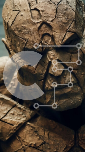 Intra Συλλεκτικό Ξύλινο Παζλ Plywood  4mm - Έντονη και τραχιά κοντινή πλάνο αντρικού προσώπου Σε Ξύλινο Κουτί - Διαστάσεις Puzzle: 10x10 cm – 25 κομμάτια