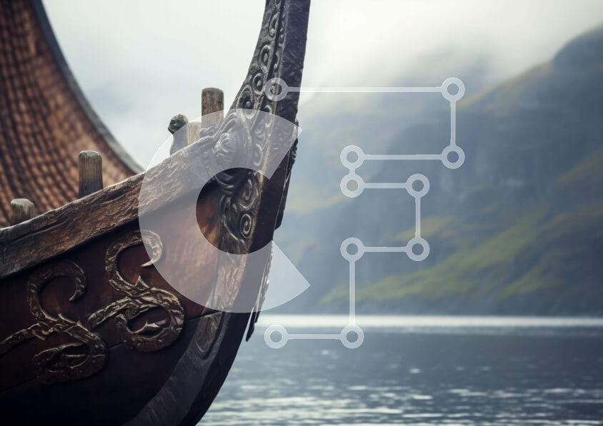 Intra Συλλεκτικό Ξύλινο Παζλ Plywood  4mm - Αρχαία βάρκα τύπου Βίκινγκ στο νερό Σε Ξύλινο Κουτί - Διαστάσεις Puzzle: 10x10 cm – 25 κομμάτια