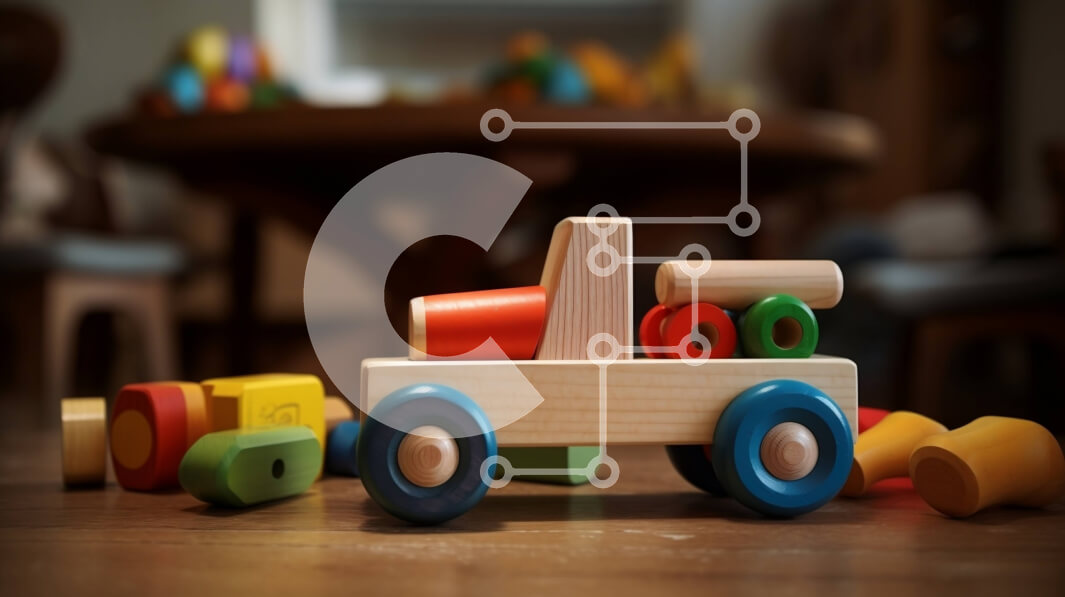 Intra Συλλεκτικό Ξύλινο Παζλ Plywood  4mm - Πολύχρωμο ξύλινο φορτηγό παιχνιδιών με μπλοκ Σε Ξύλινο Κουτί - Διαστάσεις: 10x10 cm – 25 κομμάτια