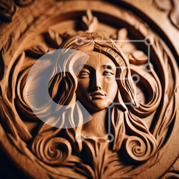 Intra Συλλεκτικό Ξύλινο Παζλ Plywood  4mm - Ξυλόγλυπτο ελκυστικού γυναικείου προσώπου σε κυκλικό πλαίσιο Σε Ξύλινο Κουτί - Διαστάσεις Puzzle: 10x10 cm – 25 κομμάτια