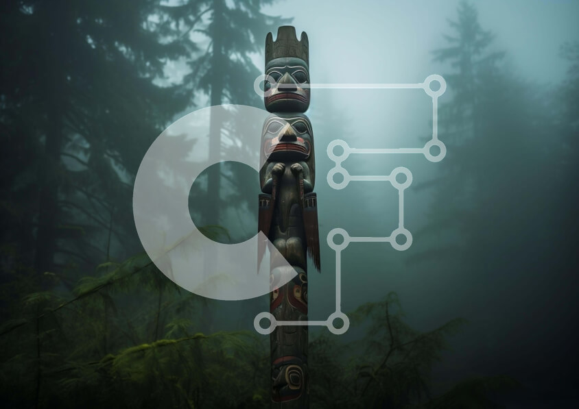 Intra Συλλεκτικό Ξύλινο Παζλ Plywood  4mm - Ξύλινος πόλος τοτέμ στο δάσος με σκαλίσματα Σε Ξύλινο Κουτί - Διαστάσεις: 10x10 cm – 25 κομμάτια