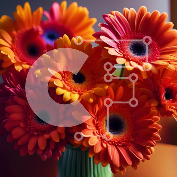 Intra Συλλεκτικό Ξύλινο Παζλ Plywood  4mm - Ζωντανές μαργαρίτες ζέρμπερα σε ένα όμορφο βάζο Σε Ξύλινο Κουτί - Διαστάσεις: 10x10 cm – 25 κομμάτια