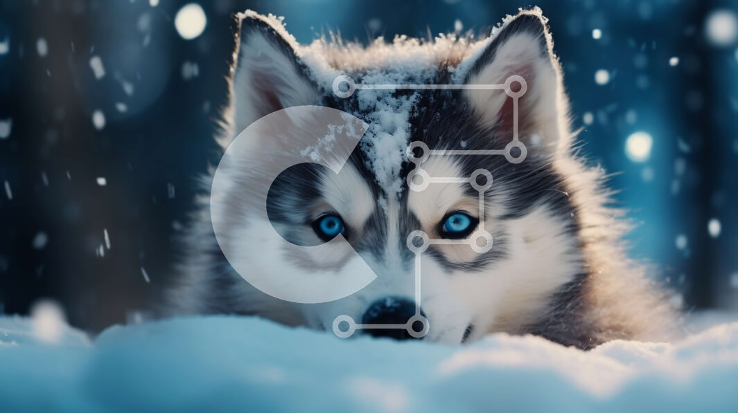 Intra Συλλεκτικό Ξύλινο Παζλ Plywood  4mm - Σιβηρικός γεροδεμένος σκύλος ξαπλωμένος στο χιόνι Σε Ξύλινο Κουτί - Διαστάσεις: 10x10 cm – 25 κομμάτια