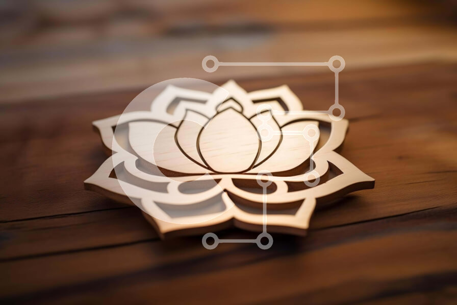 Intra Συλλεκτικό Ξύλινο Παζλ Plywood  4mm - Ξύλινη καρφίτσα λουλουδιών λωτού στο τραπέζι Σε Ξύλινο Κουτί - Διαστάσεις: 10x10 cm – 25 κομμάτια