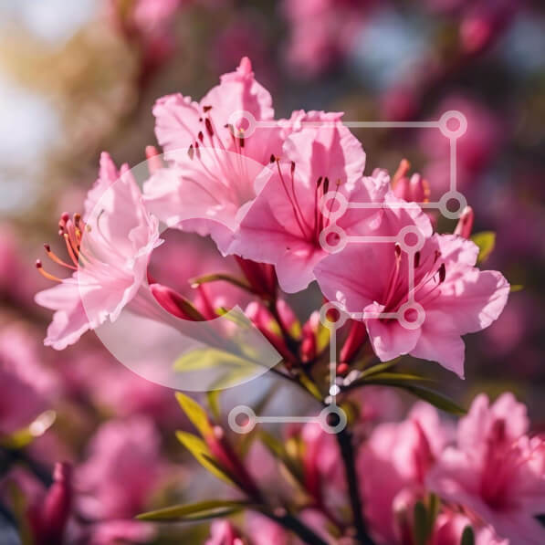 Intra Συλλεκτικό Ξύλινο Παζλ Plywood  4mm - Ανθισμένα ροζ λουλούδια σε κλαδί δέντρου με το φως του ήλιου Σε Ξύλινο Κουτί - Διαστάσεις: 10x10 cm – 25 κομμάτια