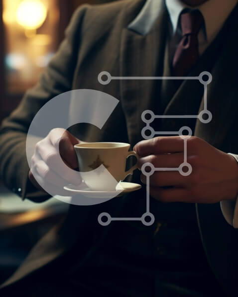 Σετ των 2 Intra Συλλεκτικό Ξύλινο Παζλ Plywood  4mm - Άτομο που κρατά ένα κομψό φλιτζάνι καφέ Σε Ξύλινο Κουτί - Διαστάσεις: 10x10 cm – 25 κομμάτια