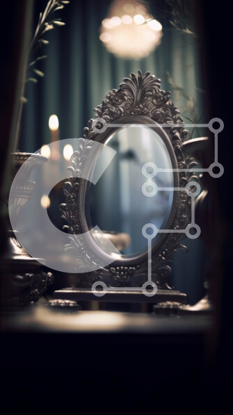 Intra Συλλεκτικό Ξύλινο Παζλ Plywood  4mm - Παλαιός καθρέφτης σε ασημένιο πλαίσιο σε ένα δωμάτιο με χαμηλό φωτισμό Σε Ξύλινο Κουτί - Διαστάσεις Puzzle: 10x10 cm – 25 κομμάτια