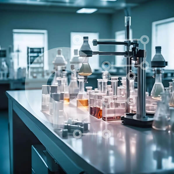 Intra Συλλεκτικό Ξύλινο Παζλ Plywood  4mm - Εργαστηριακός εξοπλισμός - Ποτήρια ζέσεως, φιάλες και δοκιμαστικοί σωλήνες Σε Ξύλινο Κουτί - Διαστάσεις Puzzle: 10x10 cm – 25 κομμάτια