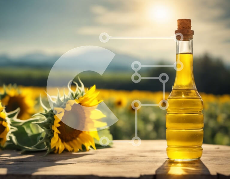 Σετ των 2 Intra Συλλεκτικό Ξύλινο Παζλ Plywood  4mm - Μπουκάλι ηλιέλαιο σε ξύλινο τραπέζι με ηλίανθους Σε Ξύλινο Κουτί - Διαστάσεις: 10x10 cm – 25 κομμάτια