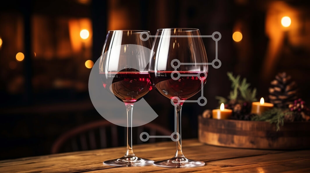 Σετ των 2 Intra Συλλεκτικό Ξύλινο Παζλ Plywood  4mm - Ποτήρια κόκκινου κρασιού σε ξύλινο τραπέζι με αναμμένο κερί Σε Ξύλινο Κουτί - Διαστάσεις: 10x10 cm – 25 κομμάτια