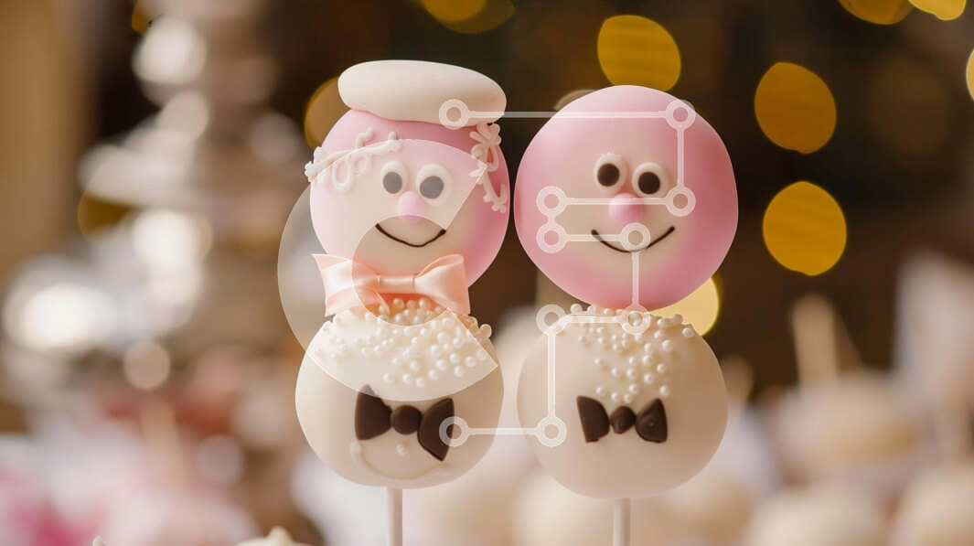 Σετ των 2 Intra Συλλεκτικό Ξύλινο Παζλ Plywood  4mm - Ποπ και επιδόρπια για γαμήλια τούρτα Σε Ξύλινο Κουτί - Διαστάσεις: 10x10 cm – 25 κομμάτια