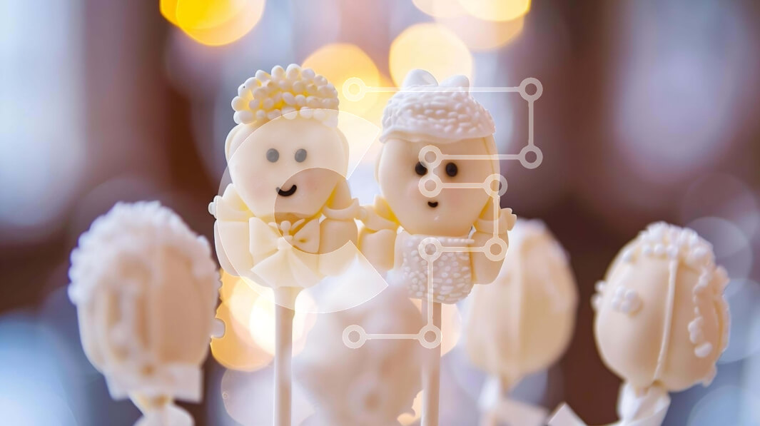 Σετ των 2 Intra Συλλεκτικό Ξύλινο Παζλ Plywood  4mm - Cake Pops με θέμα γάμου με ειδώλια νύφης και γαμπρού Σε Ξύλινο Κουτί - Διαστάσεις: 10x10 cm – 25 κομμάτια